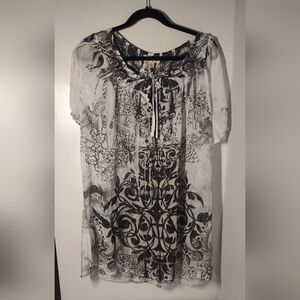 Unity Beach Elegant Black and White Women's Beach Cover Up Size L #425